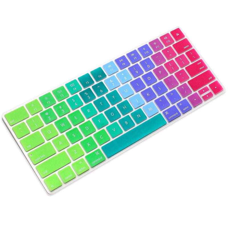 ProElife Ultra Thin Silicone Keyboard Protector Cover Skin for Apple Magic Keyboard & Magic Keyboard 2 (U.S Version, Model: MLA22L/A-A1644, Without Numeric Keypad) (Rainbow) - Image 1